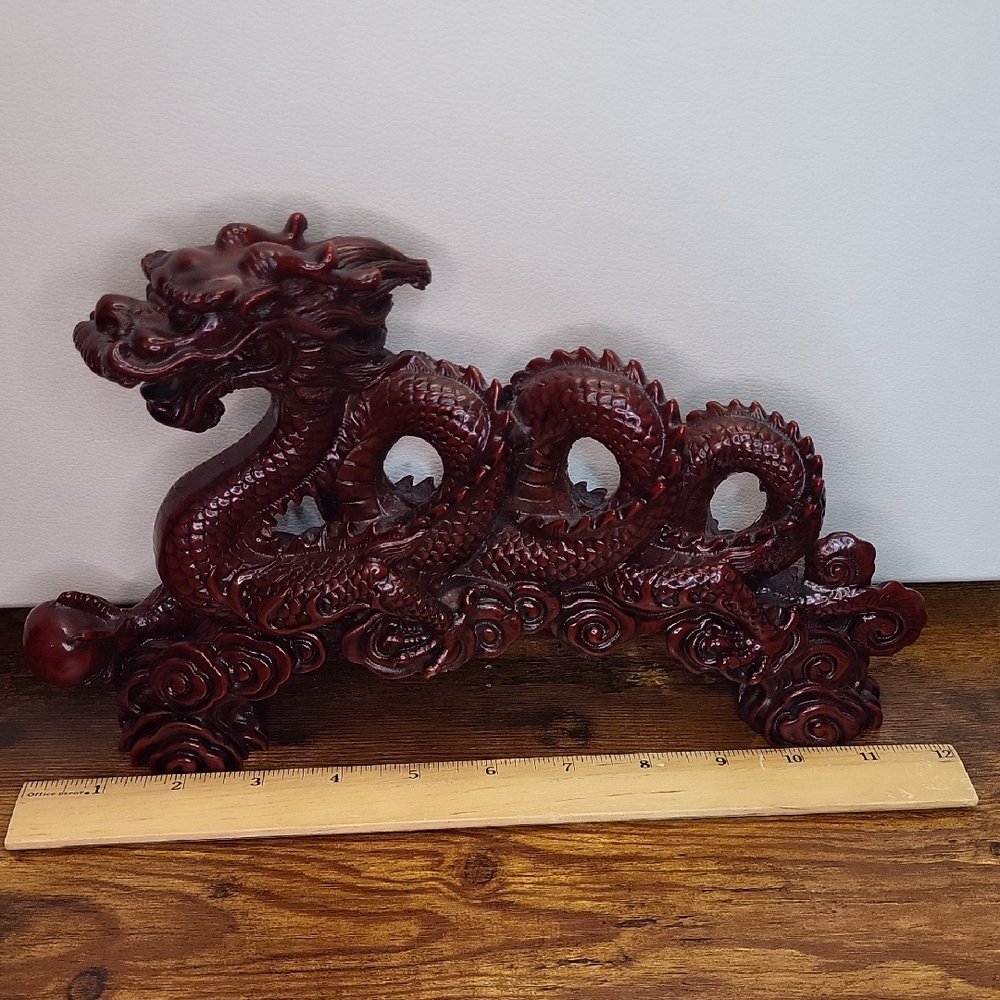 Elegant Red Dragon Sculpture